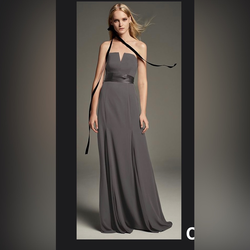 White by Vera Wang V-Wire Crepe Mermaid Gown in Charcoal